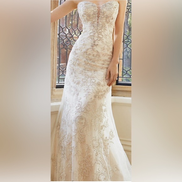 Sophia Tolli Cream Embellished Tiered Wedding Gown